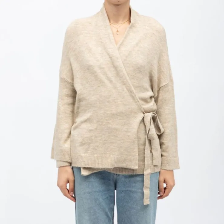 LA PETITE ETOILE Gilet maille kimono many Femme BEIGE