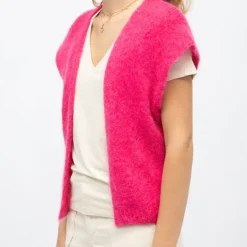 LA PETITE ETOILE Gilet vibrant maille sade Femme ROSE