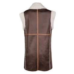 OAKWOOD Gilet sans manche zippé effet mouton similicuir Femme MARRON New