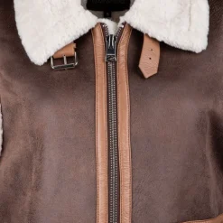 OAKWOOD Gilet sans manche zippé effet mouton similicuir Femme MARRON New