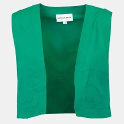 ANTIK BATIK Gilet sans manches coton karo couleur unie Femme VERT Hot