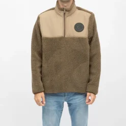 CERRUTI Gilet sherpa frontignan semi zippé Homme MARRON New