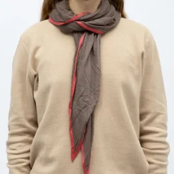 THE KOOPLES Grande écharpe légère douce 1mx2,50m avec bordure orange corail Mixte MARRON Clearance