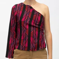 LA PETITE ETOILE Haut asymétrique imprimé cravate tifany Femme NOIR Best