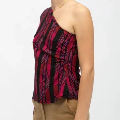 LA PETITE ETOILE Haut asymétrique imprimé cravate tifany Femme NOIR Best