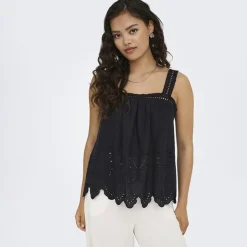 JDY Haut avec broderie anglaise Nomelle black Femme NOIR