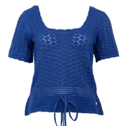 LA PETITE ETOILE Haut roi en maille à nouer col rond Mayla Femme BLEU Outlet