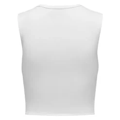 ONLY Haut court sans manches col rond Femme BLANC New