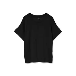 VERO MODA Haut Hali fluide col rond manches courtes Femme NOIR Discount