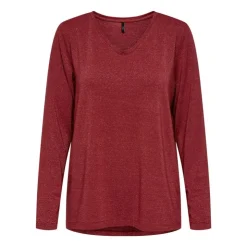 ONLY Haut harly pailleté col v regular fit Femme ROUGE FONCE Hot