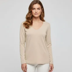 ONLY Haut harly pailleté col v regular fit Femme BEIGE Hot