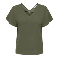 ONLY Haut manches courtes à volants uni Femme KAKI Online