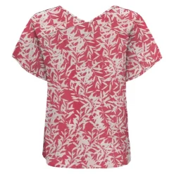 ONLY Haut manches courtes à volants motif tropical Femme ROSE Online