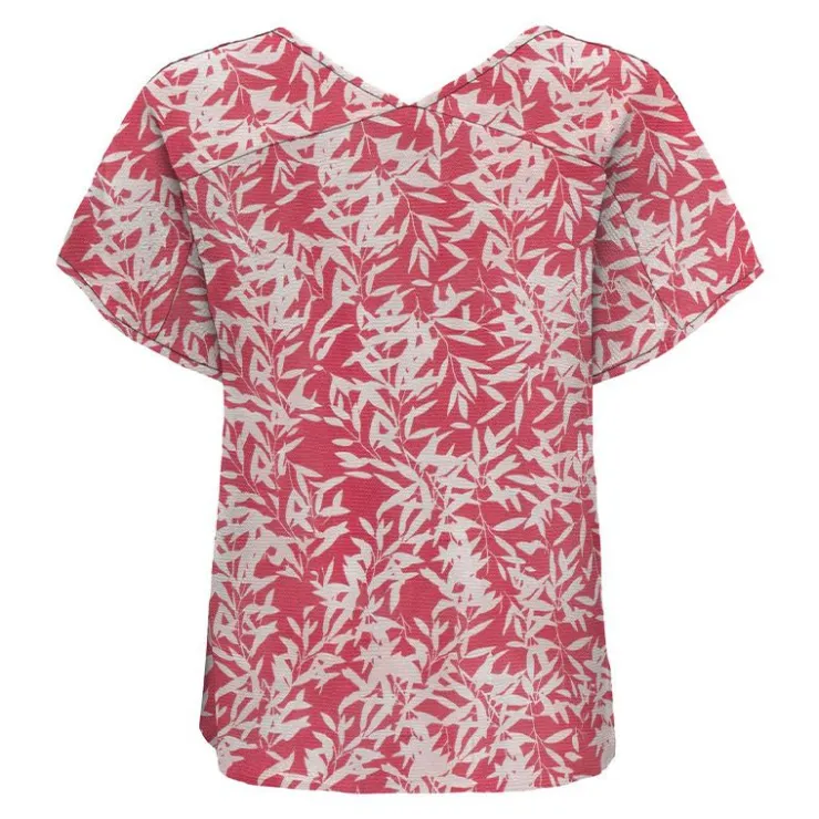 ONLY Haut manches courtes à volants motif tropical Femme ROSE Online