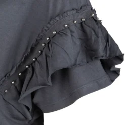 DEELUXE 74 Haut manches courtes à volants kaki Femme GRIS FONCE Outlet