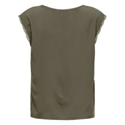 ONLY Haut manches courtes selina kalamata col v Femme KAKI