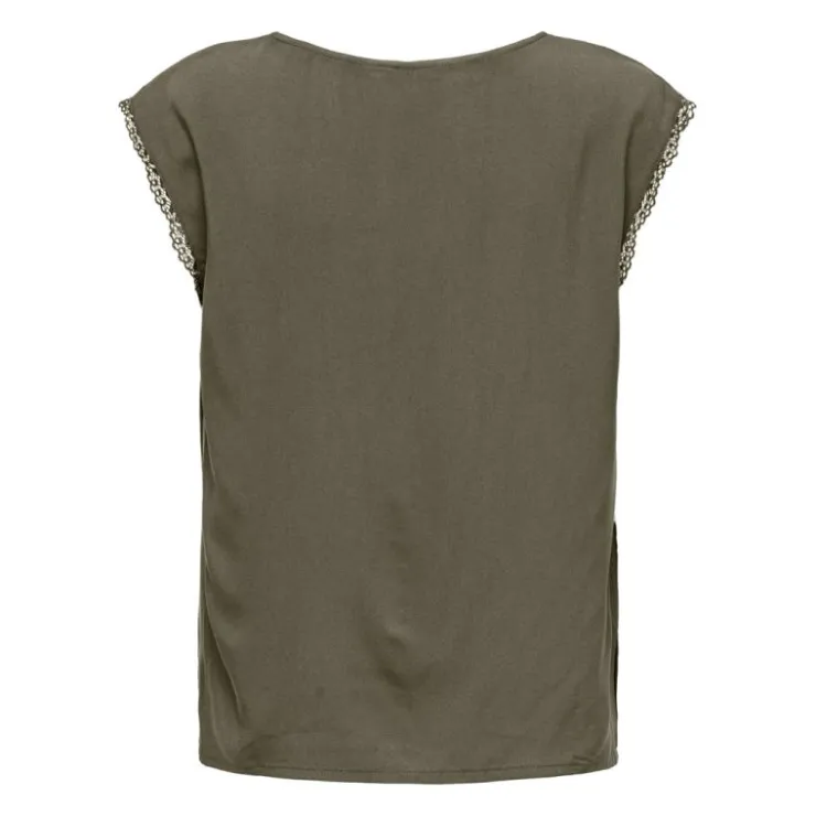 ONLY Haut manches courtes selina kalamata col v Femme KAKI