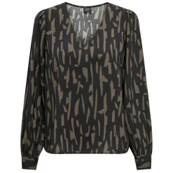 JDY Haut manches longues col v regular fit Divya sanshelle Femme MARRON Hot