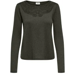 JDY Haut manches longues dentelle décolleté Femme KAKI Online