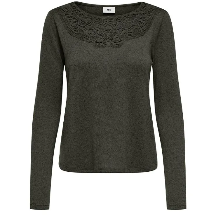 JDY Haut manches longues dentelle décolleté Femme KAKI Online