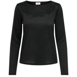 JDY Haut manches longues dentelle décolleté Femme NOIR Best