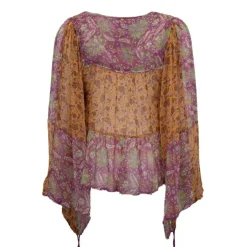 ANTIK BATIK Haut manches longues loah transparent à fleurs Femme ROSE