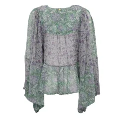 ANTIK BATIK Haut manches longues loah transparent à fleurs Femme VERT CLAIR Best