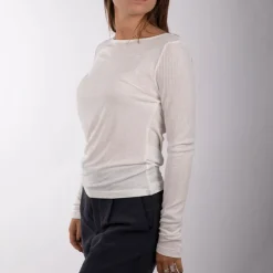 ONLY Haut manches longues transparent à plis henriette bayberry Femme BLANC ECRU Sale