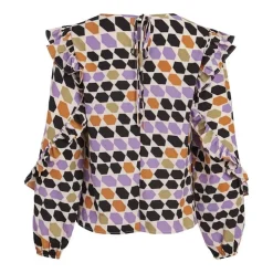 VILA Haut ml vifisker l/s frill top /rx 14079871 Femme BLANC ECRU Sale