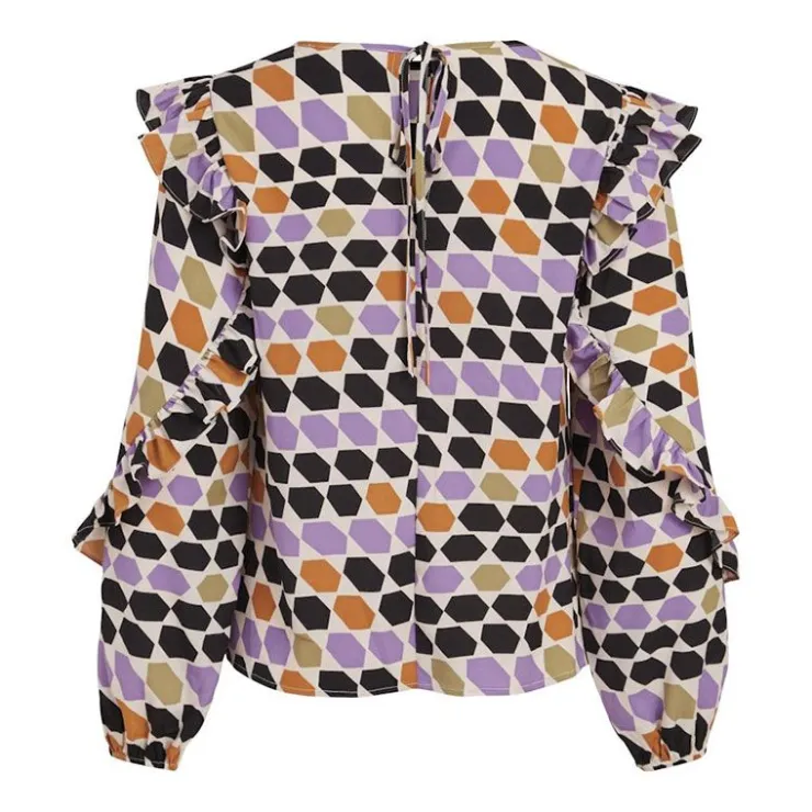 VILA Haut ml vifisker l/s frill top /rx 14079871 Femme BLANC ECRU Sale