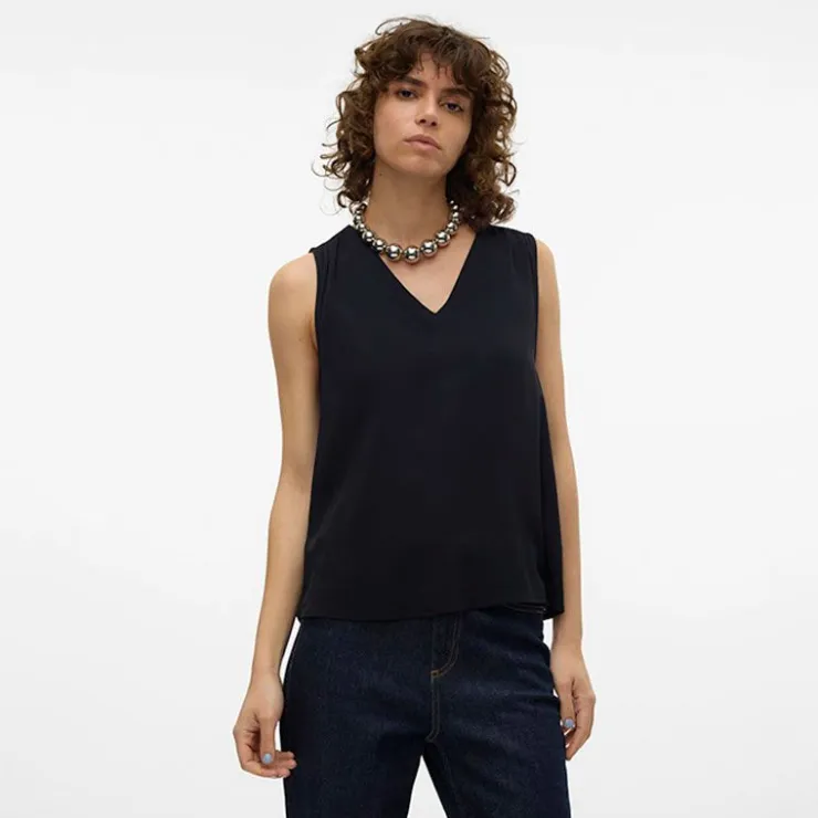 VERO MODA Haut sans manches avec col en v Femme NOIR Outlet