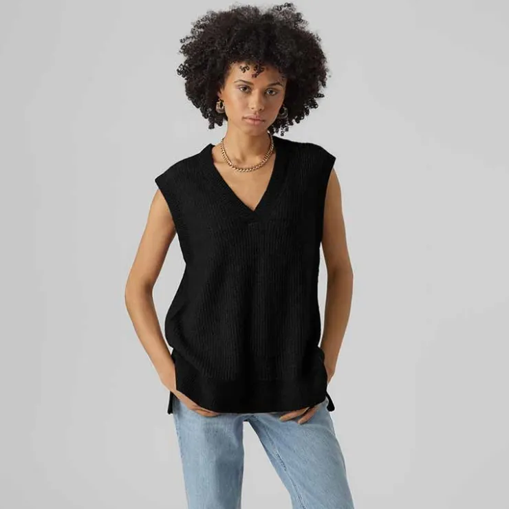 VERO MODA Haut sans manche col V fluide femme NOIR Discount