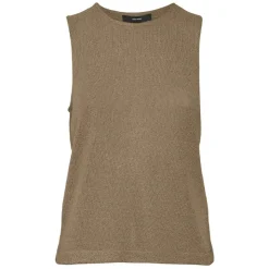 VERO MODA Haut sans manches col rond Femme MARRON CLAIR