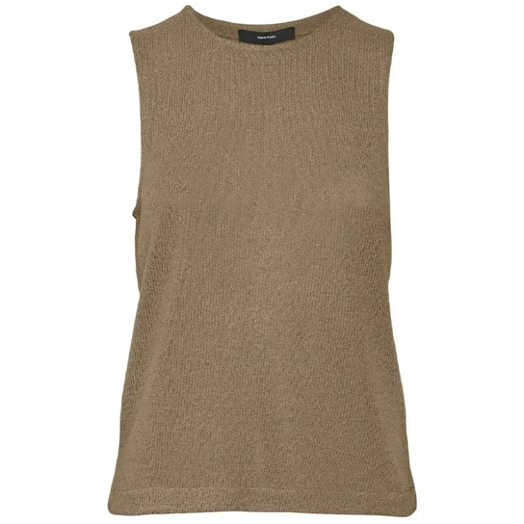 VERO MODA Haut sans manches col rond Femme MARRON CLAIR