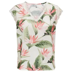 ONLY Haut sans manches col V imprimé tropical vert Femme BLANC