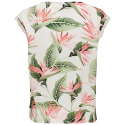 ONLY Haut sans manches col V imprimé tropical vert Femme BLANC