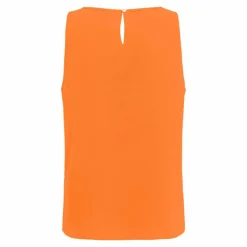 ONLY Haut sans manches droit col rond bouton au dos Femme ORANGE Hot