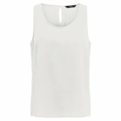 ONLY Haut sans manches droit col rond bouton au dos Femme BLANC ECRU Best