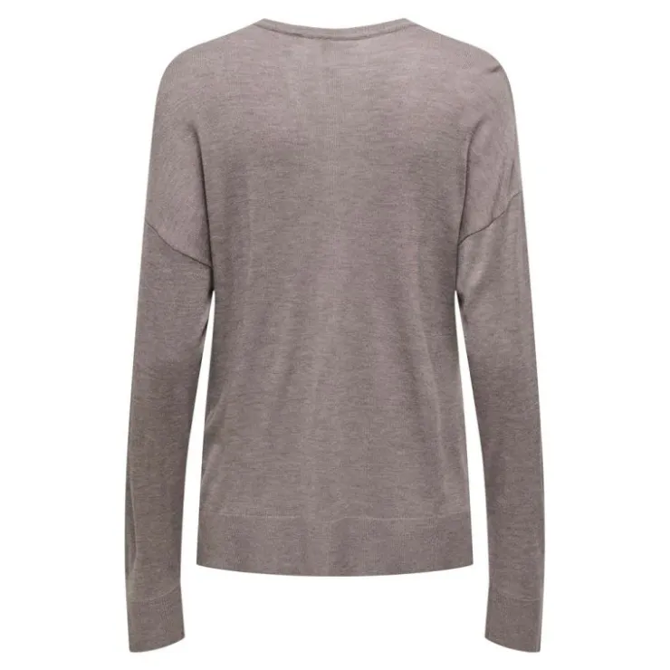 ONLY Haut vienna manches longues en maille col V Femme MARRON Discount