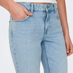 ONLY Jean bleu à strass clair droit Femme BLEU CLAIR Discount