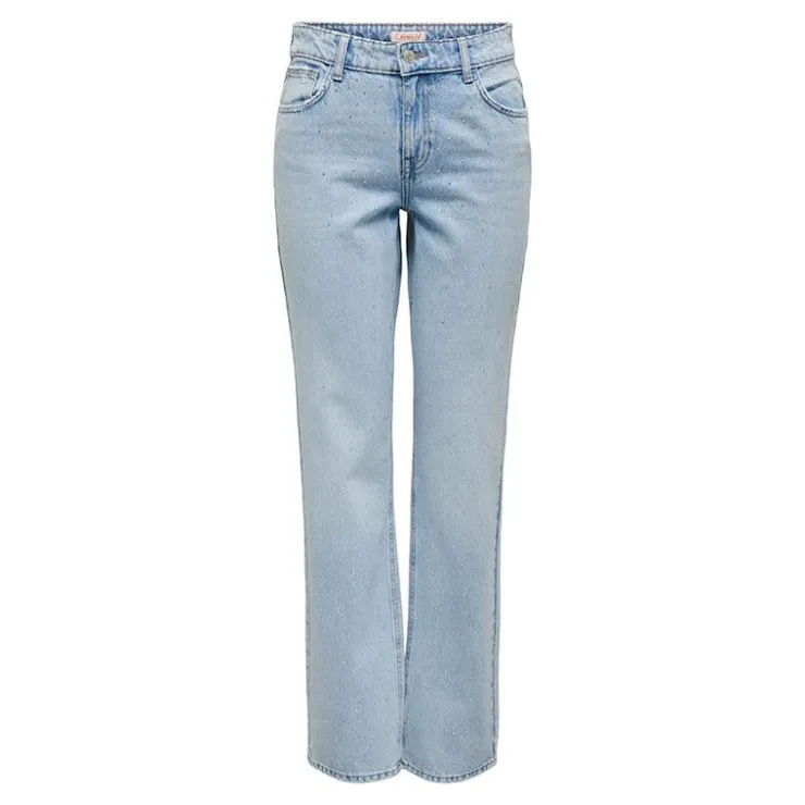 ONLY Jean bleu à strass clair droit Femme BLEU CLAIR Discount