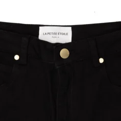 LA PETITE ETOILE Jean denim à ourlets avec motif éthnique Femme NOIR Outlet