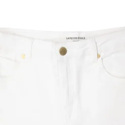 LA PETITE ETOILE Jean denim à ourlets avec motif éthnique Femme BLANC Sale