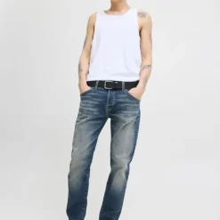 JACK & JONES Jean délavé Mike fuselé denim Homme BLEU FONCE Hot