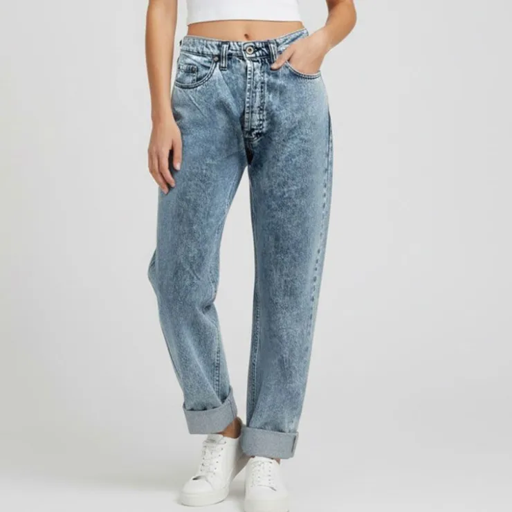 PLEASE Jean regular denim avec ourlets Femme BLEU Best