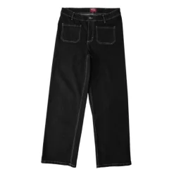 AMERICAN PEOPLE Jean Santana denim coton avec surpiqures blanches Femme NOIR New