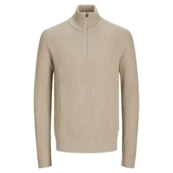 JACK & JONES Jjpannel knit half zip aw24 black Homme BEIGE Hot