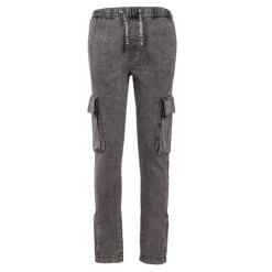 BILL TORNADE Jogging jean délavé cargo john en coton Homme GRIS New
