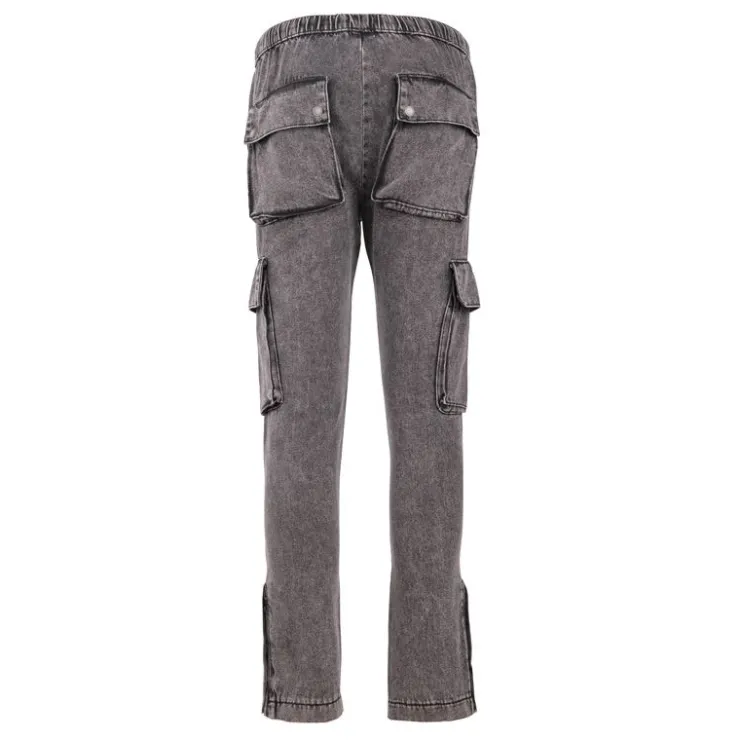 BILL TORNADE Jogging jean délavé cargo john en coton Homme GRIS New