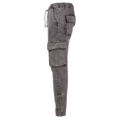 BILL TORNADE Jogging jean délavé cargo john en coton Homme GRIS New